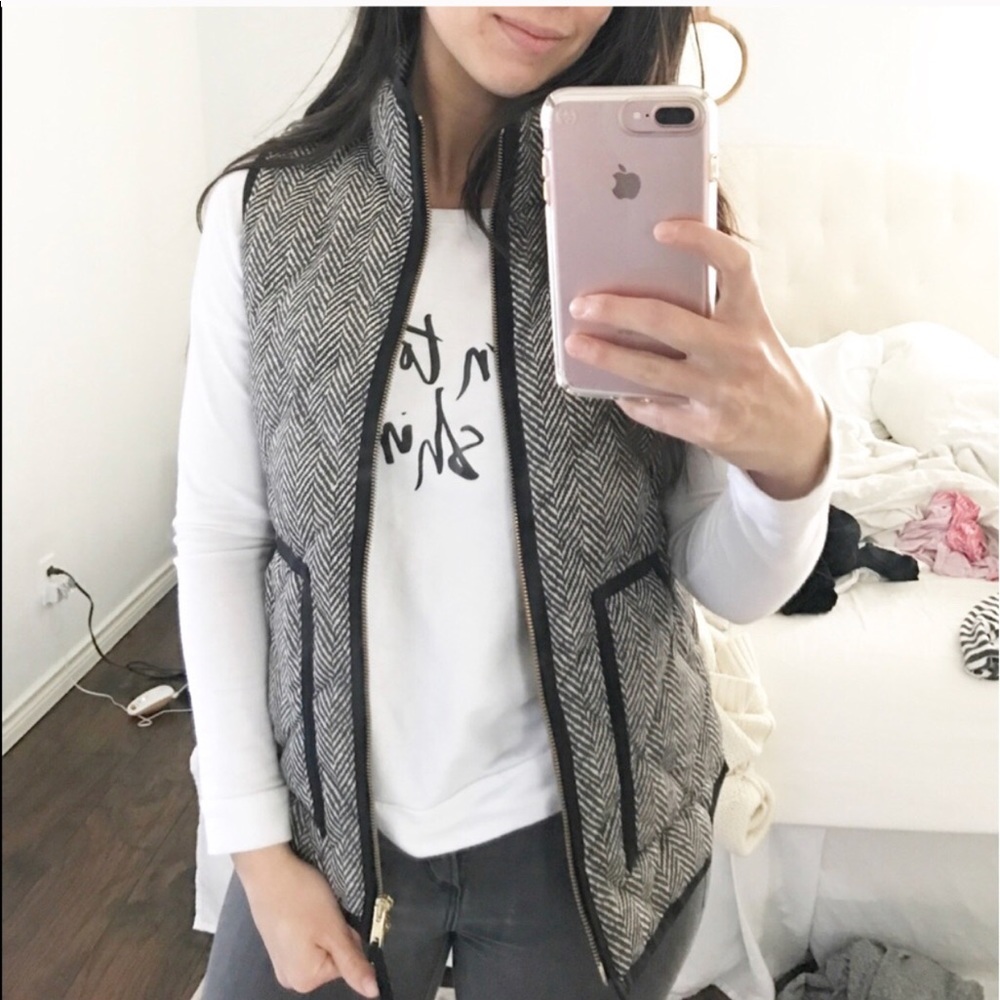 J.Crew Herringbone quilted puffer vest